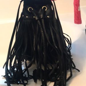 Fringe drawstring purse